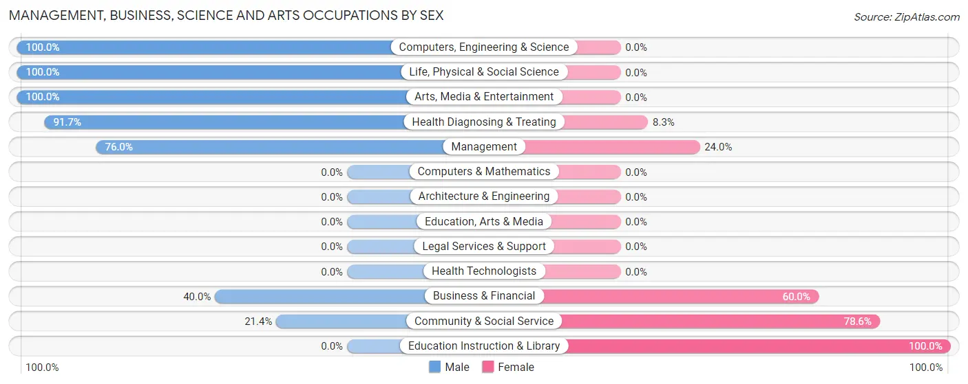 Management, Business, Science and Arts Occupations by Sex in Austin borough