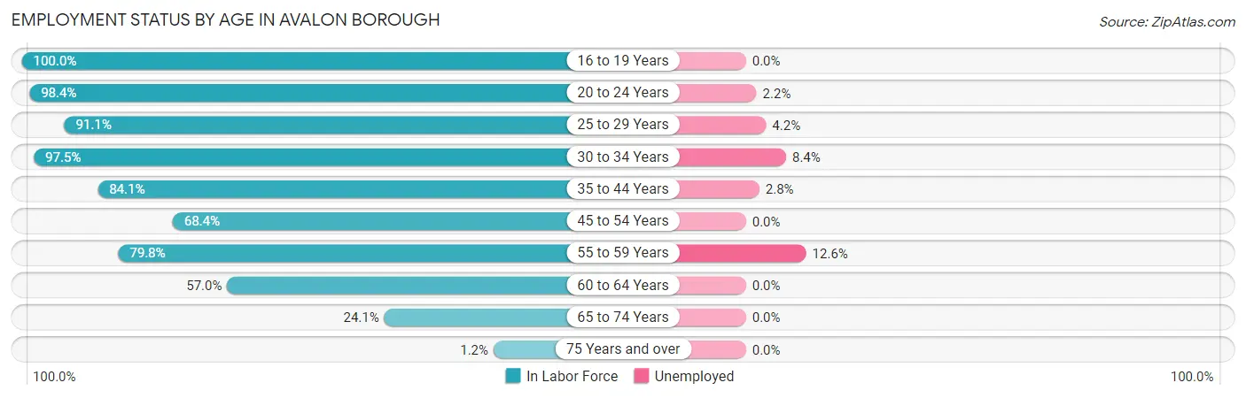 Employment Status by Age in Avalon borough