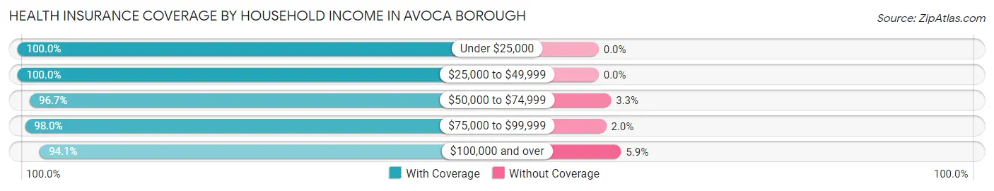 Health Insurance Coverage by Household Income in Avoca borough