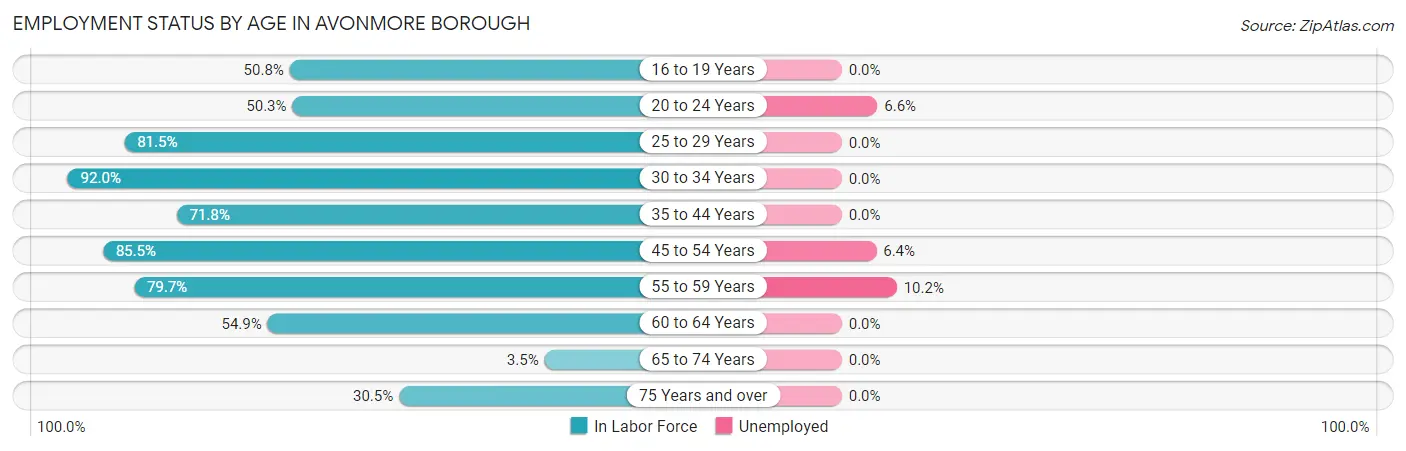 Employment Status by Age in Avonmore borough