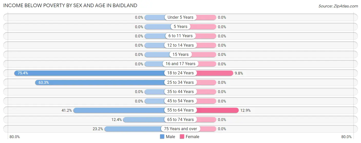 Income Below Poverty by Sex and Age in Baidland