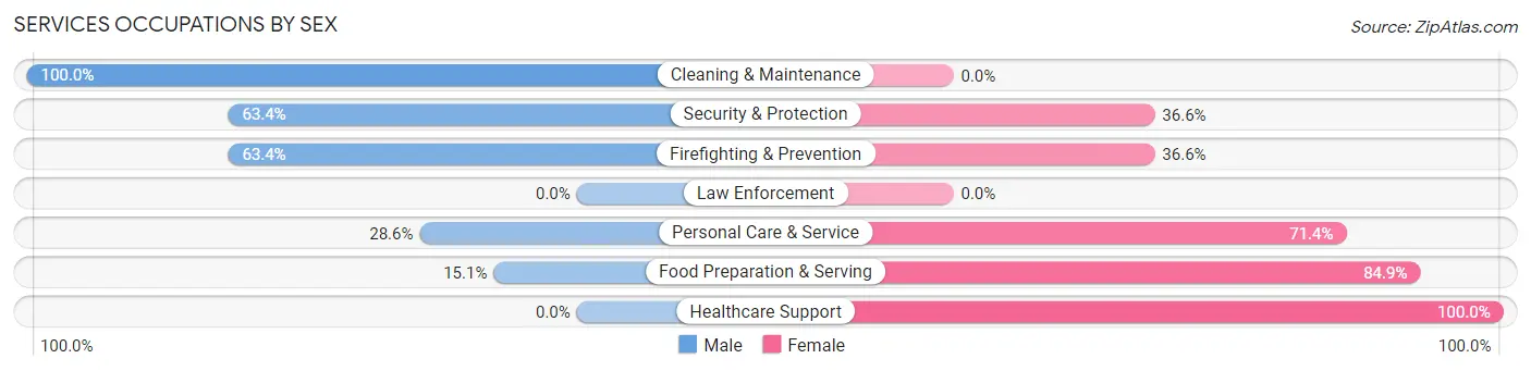 Services Occupations by Sex in Bangor borough