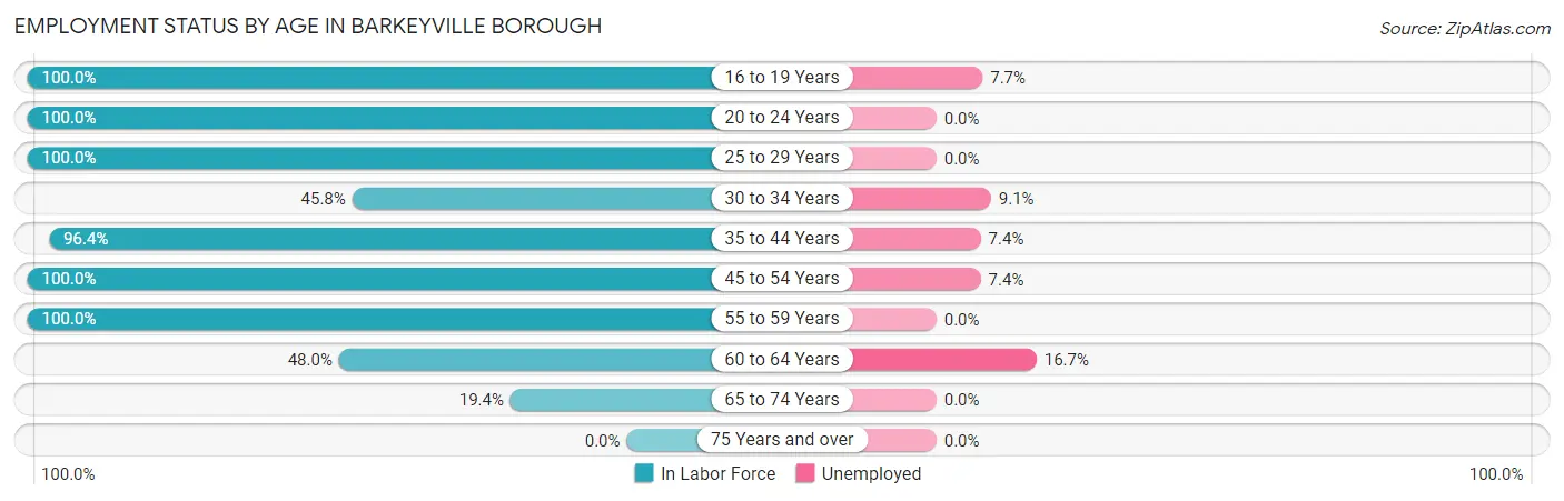 Employment Status by Age in Barkeyville borough
