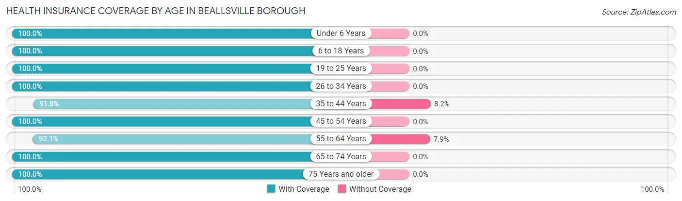 Health Insurance Coverage by Age in Beallsville borough