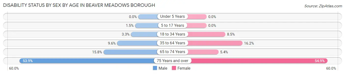 Disability Status by Sex by Age in Beaver Meadows borough