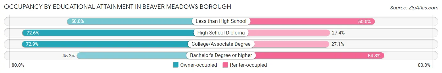 Occupancy by Educational Attainment in Beaver Meadows borough