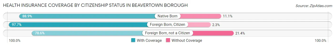 Health Insurance Coverage by Citizenship Status in Beavertown borough