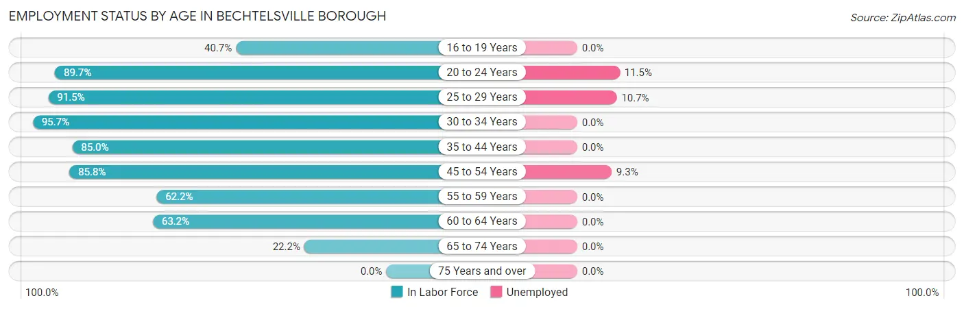 Employment Status by Age in Bechtelsville borough