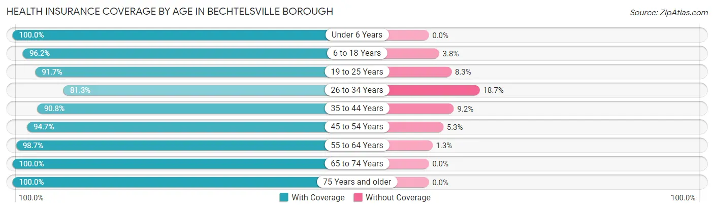 Health Insurance Coverage by Age in Bechtelsville borough