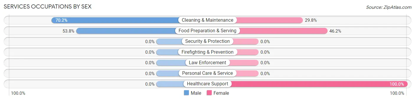 Services Occupations by Sex in Bedford borough