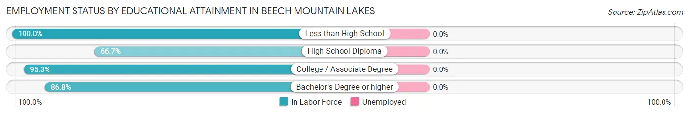 Employment Status by Educational Attainment in Beech Mountain Lakes