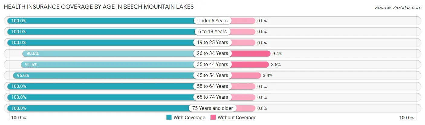 Health Insurance Coverage by Age in Beech Mountain Lakes