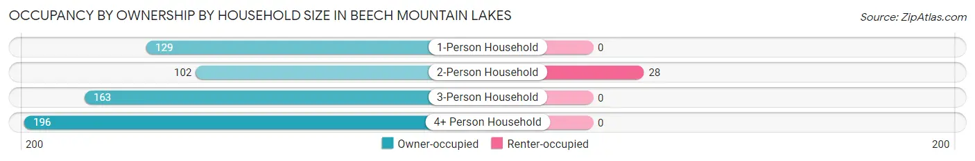 Occupancy by Ownership by Household Size in Beech Mountain Lakes