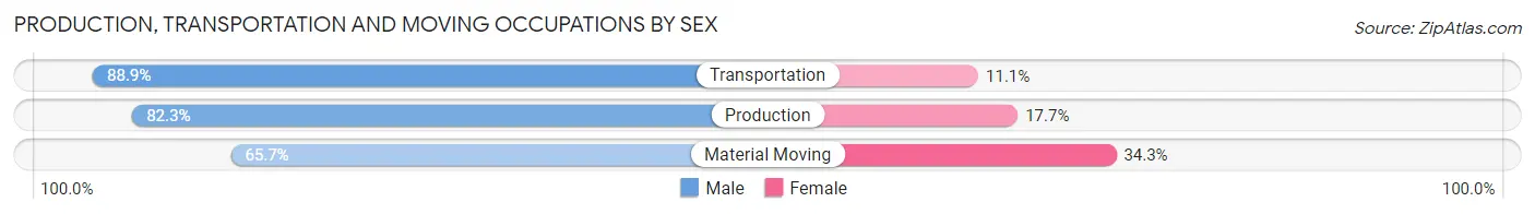 Production, Transportation and Moving Occupations by Sex in Beech Mountain Lakes