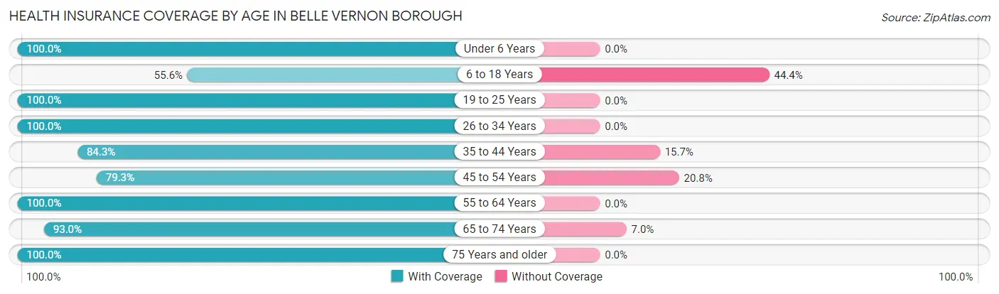 Health Insurance Coverage by Age in Belle Vernon borough