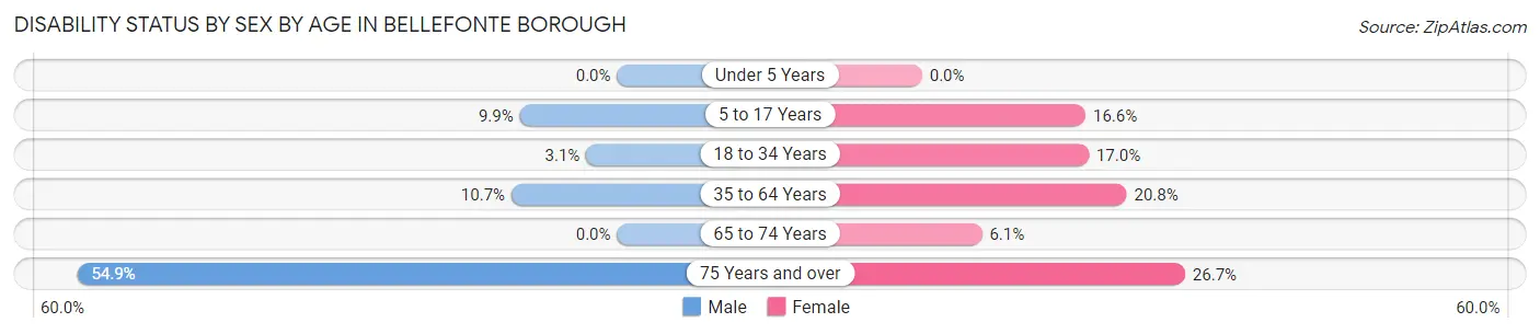 Disability Status by Sex by Age in Bellefonte borough