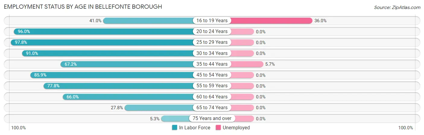 Employment Status by Age in Bellefonte borough
