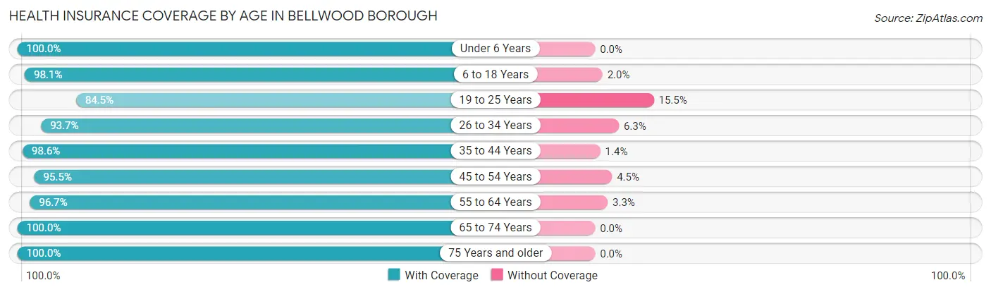 Health Insurance Coverage by Age in Bellwood borough