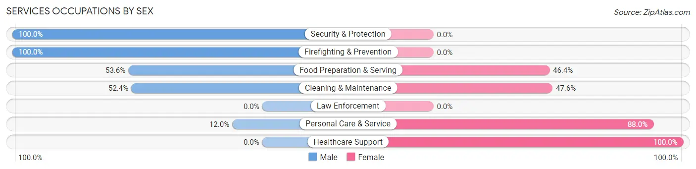 Services Occupations by Sex in Ben Avon borough