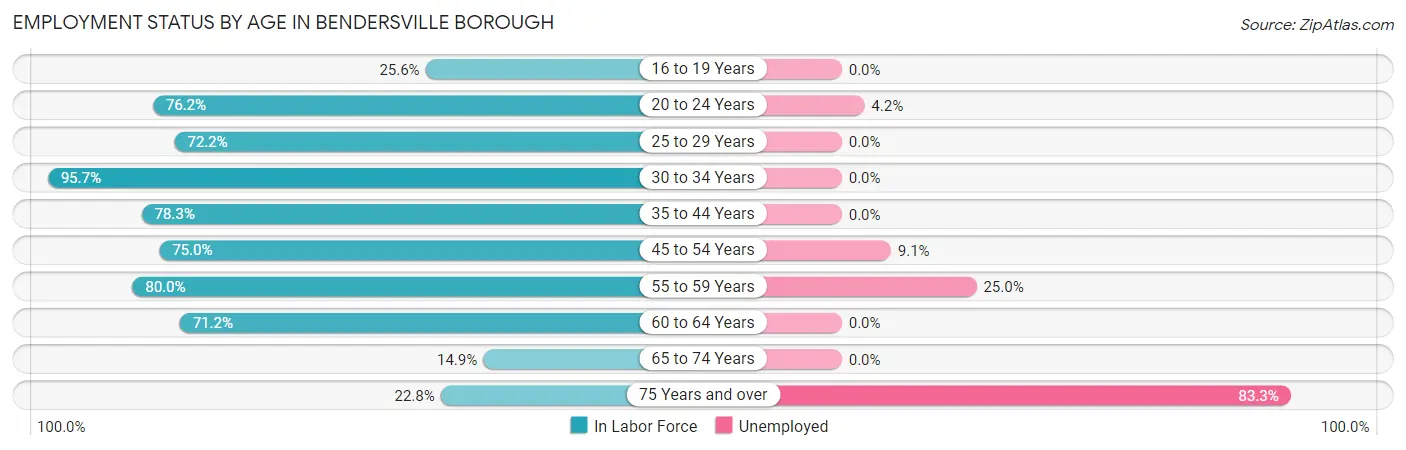 Employment Status by Age in Bendersville borough