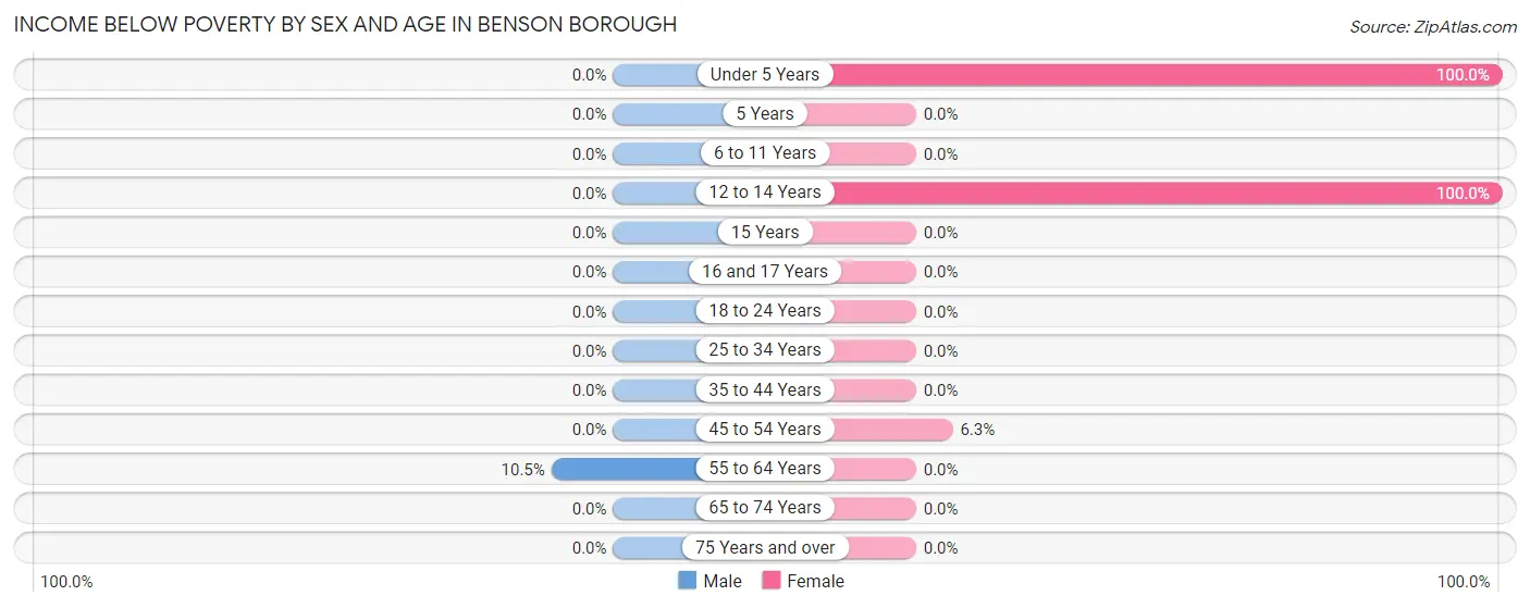 Income Below Poverty by Sex and Age in Benson borough