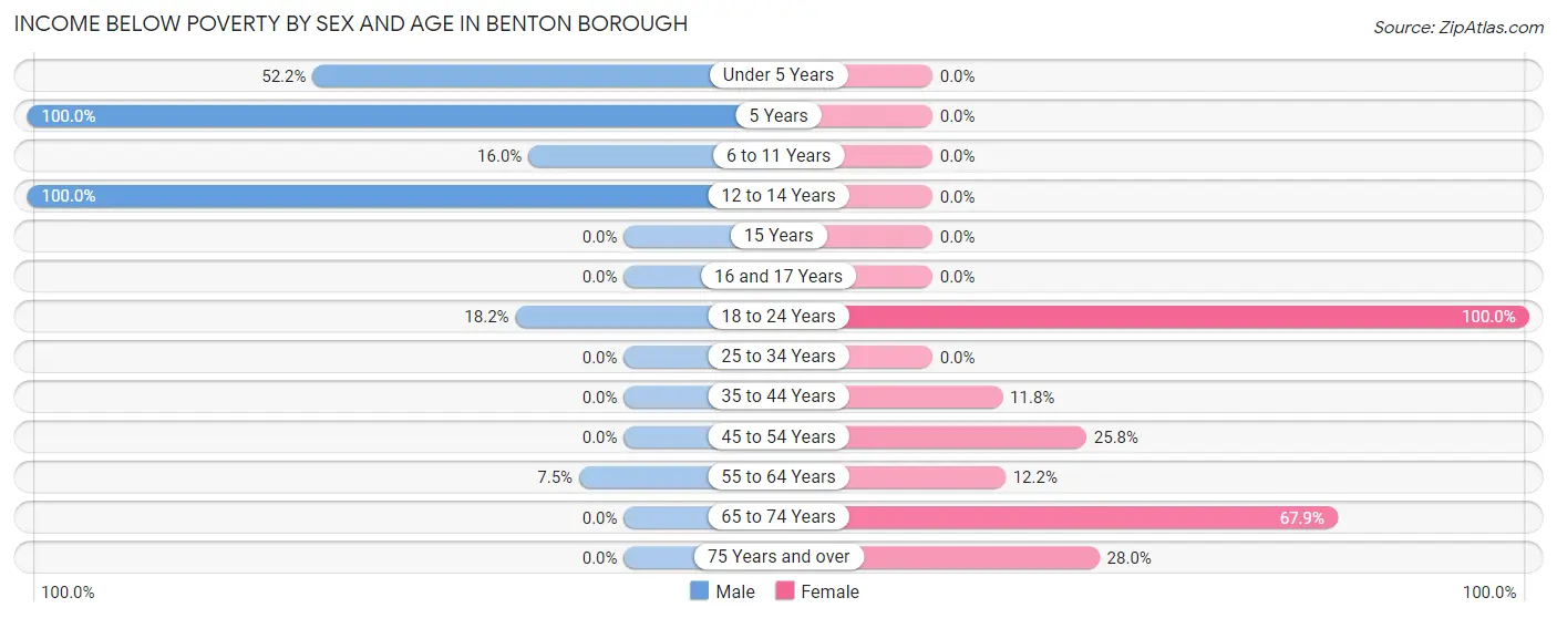 Income Below Poverty by Sex and Age in Benton borough