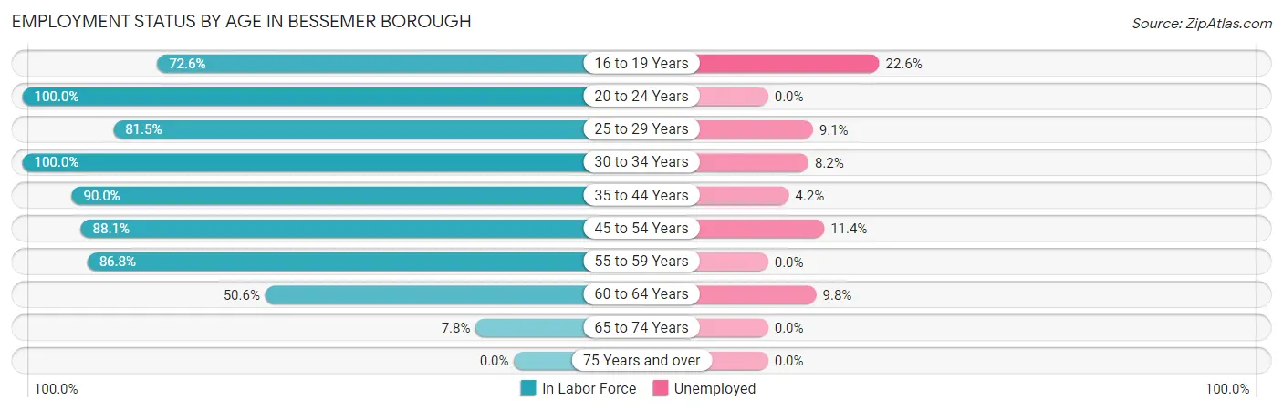 Employment Status by Age in Bessemer borough