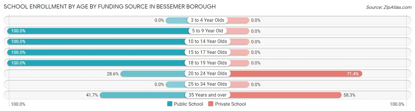 School Enrollment by Age by Funding Source in Bessemer borough