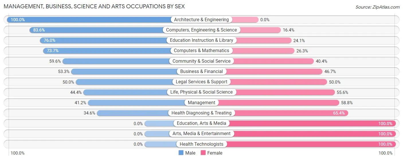 Management, Business, Science and Arts Occupations by Sex in Big Beaver borough