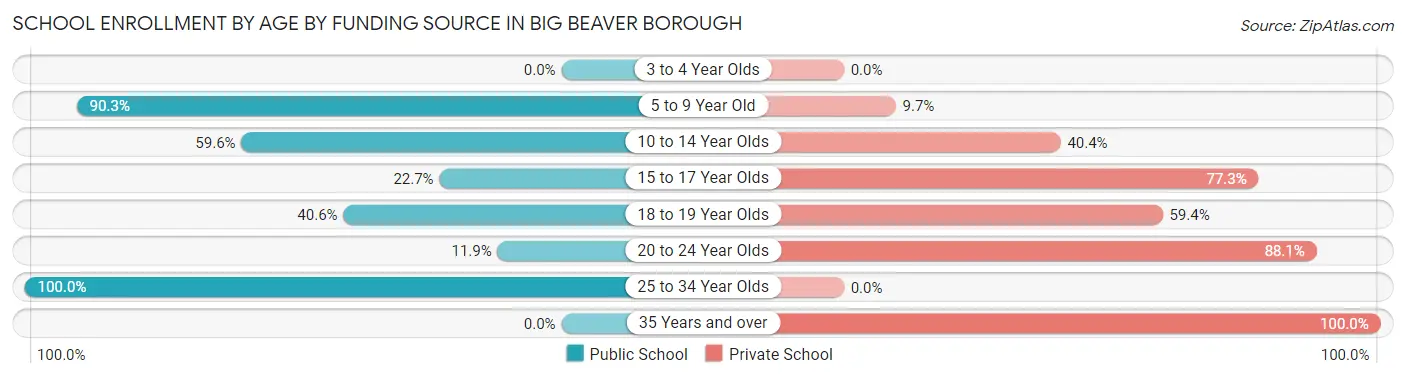 School Enrollment by Age by Funding Source in Big Beaver borough