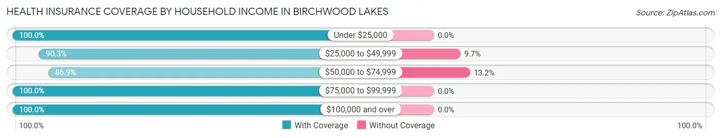 Health Insurance Coverage by Household Income in Birchwood Lakes