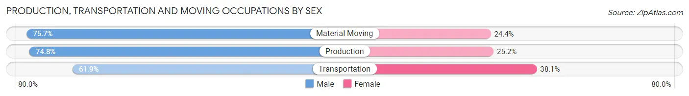Production, Transportation and Moving Occupations by Sex in Blakely borough