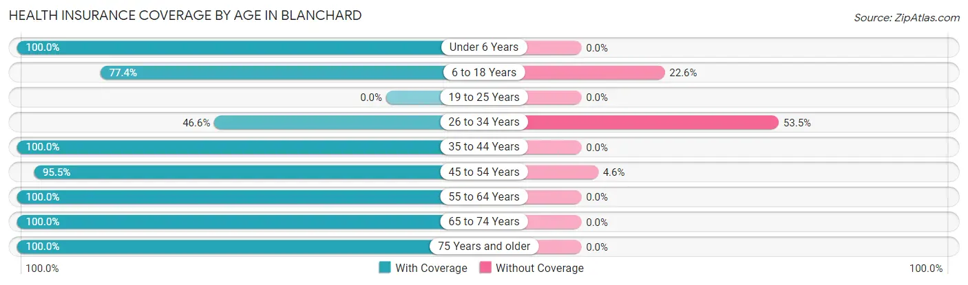 Health Insurance Coverage by Age in Blanchard