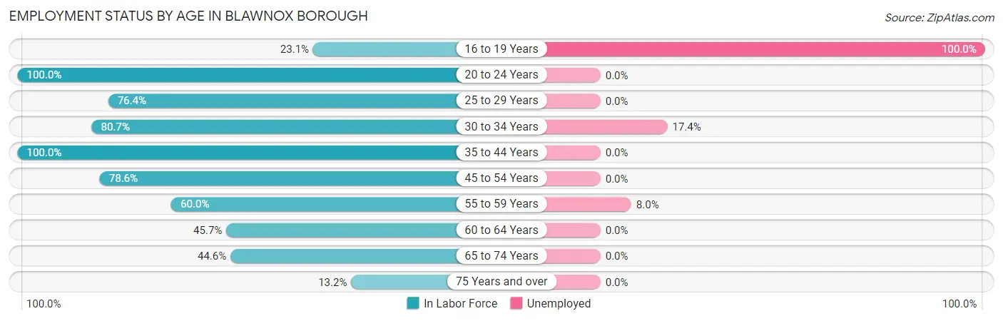 Employment Status by Age in Blawnox borough