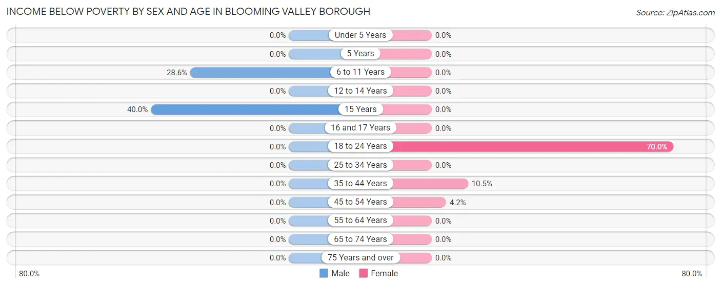 Income Below Poverty by Sex and Age in Blooming Valley borough