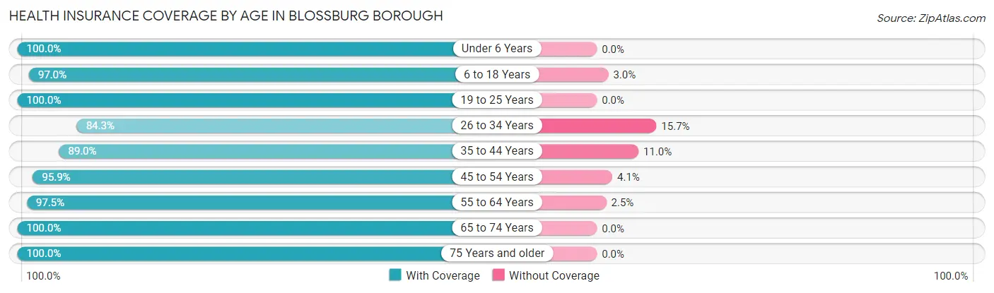 Health Insurance Coverage by Age in Blossburg borough