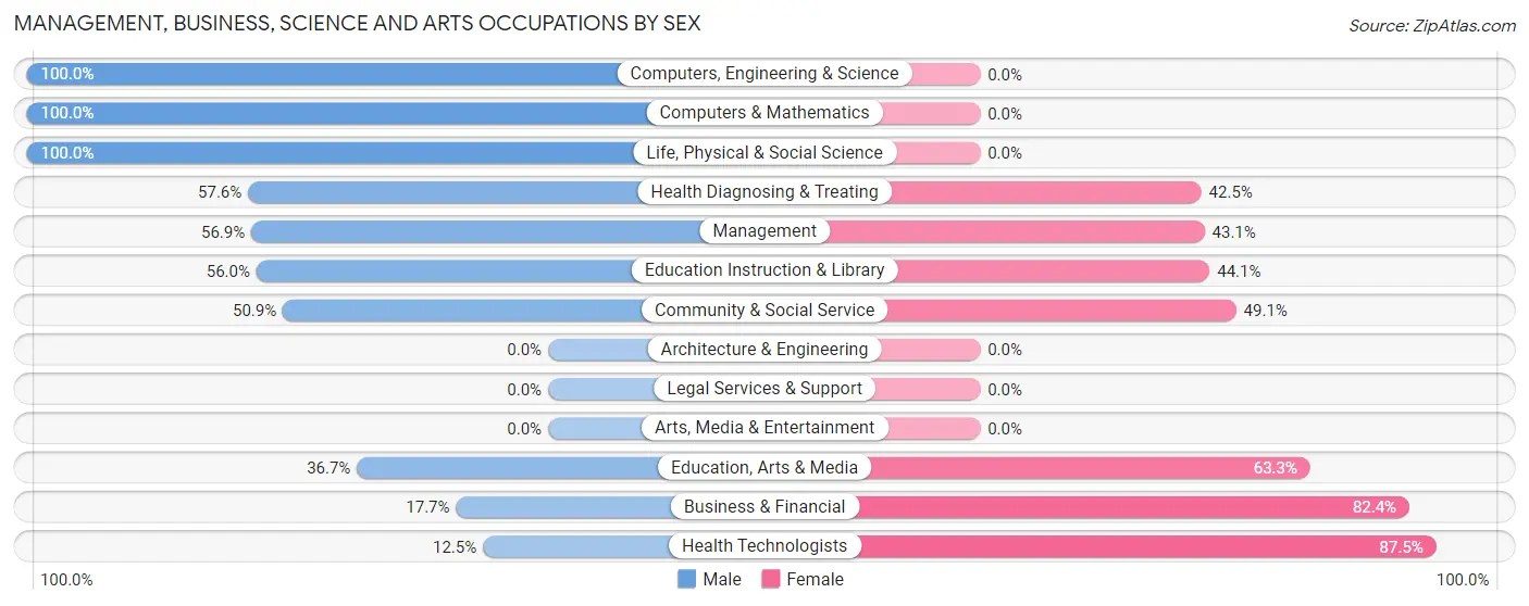 Management, Business, Science and Arts Occupations by Sex in Blossburg borough