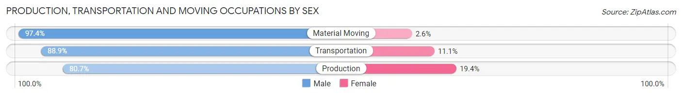 Production, Transportation and Moving Occupations by Sex in Blossburg borough