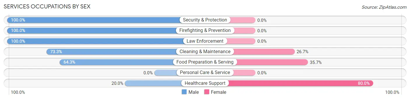 Services Occupations by Sex in Bolivar borough