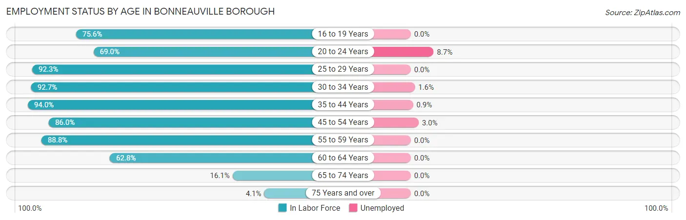 Employment Status by Age in Bonneauville borough