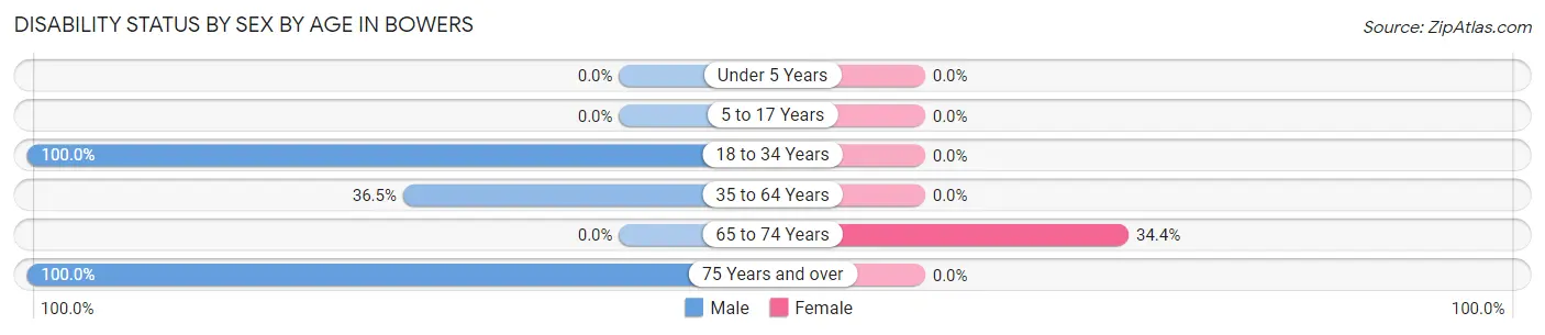 Disability Status by Sex by Age in Bowers