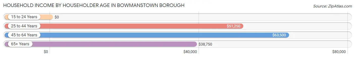 Household Income by Householder Age in Bowmanstown borough