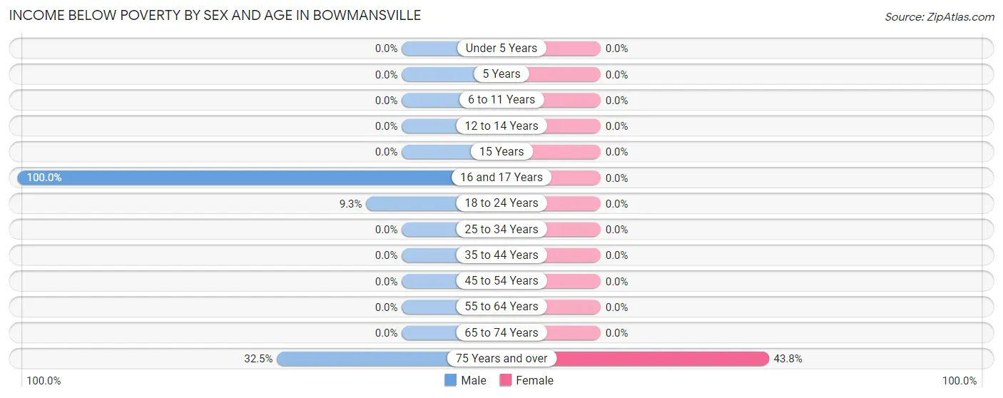 Income Below Poverty by Sex and Age in Bowmansville