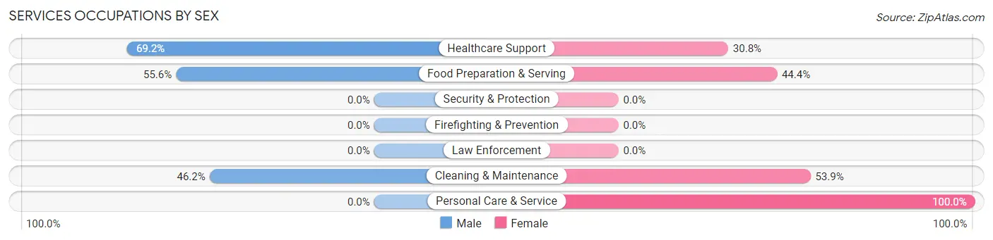Services Occupations by Sex in Braddock Hills borough