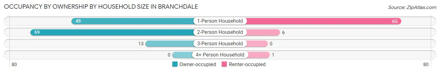 Occupancy by Ownership by Household Size in Branchdale