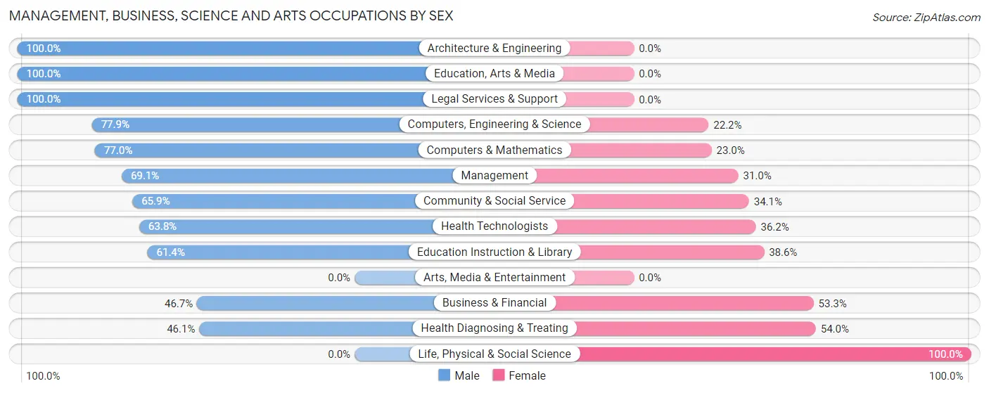 Management, Business, Science and Arts Occupations by Sex in Breinigsville