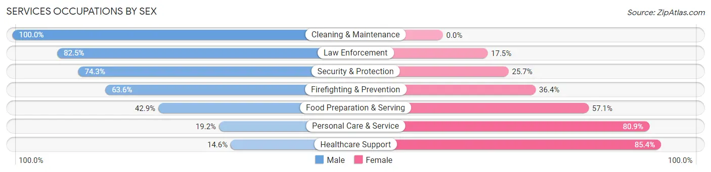 Services Occupations by Sex in Brentwood borough
