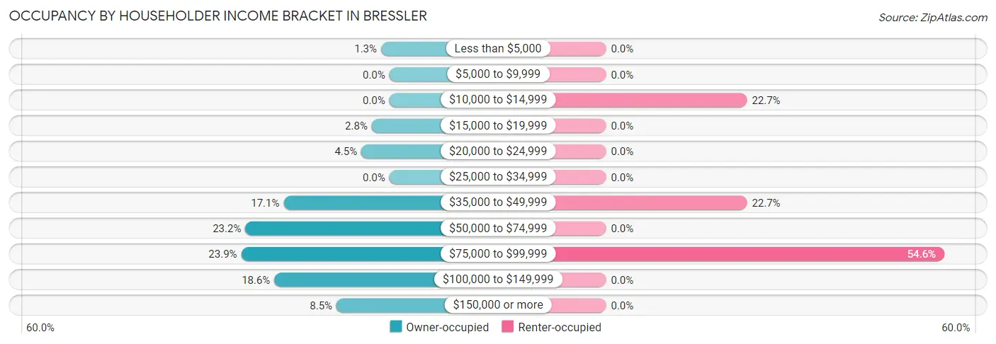 Occupancy by Householder Income Bracket in Bressler