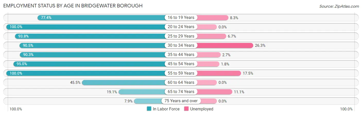 Employment Status by Age in Bridgewater borough