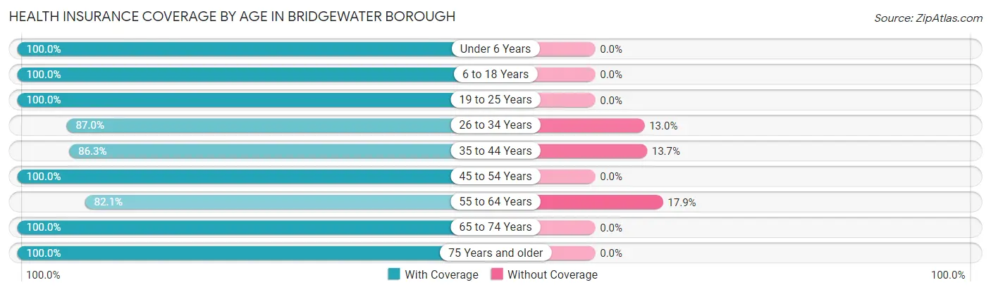 Health Insurance Coverage by Age in Bridgewater borough